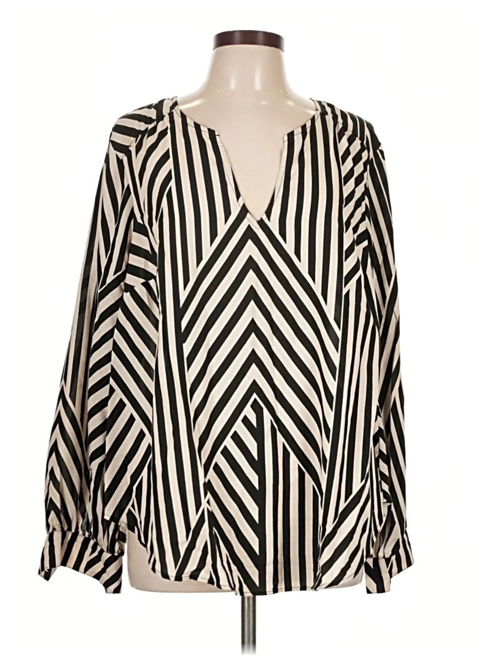 Torrid Black and White Striped V-Neck Blouse Size 1